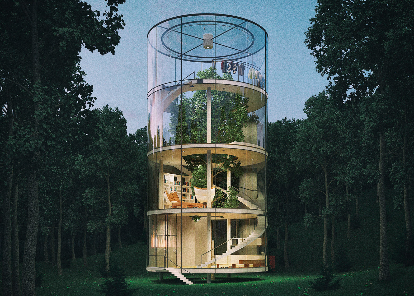 Tubular glass house by Aibek Almassov could be built around a full-grown  tree | Somewhere - Documenting Culture