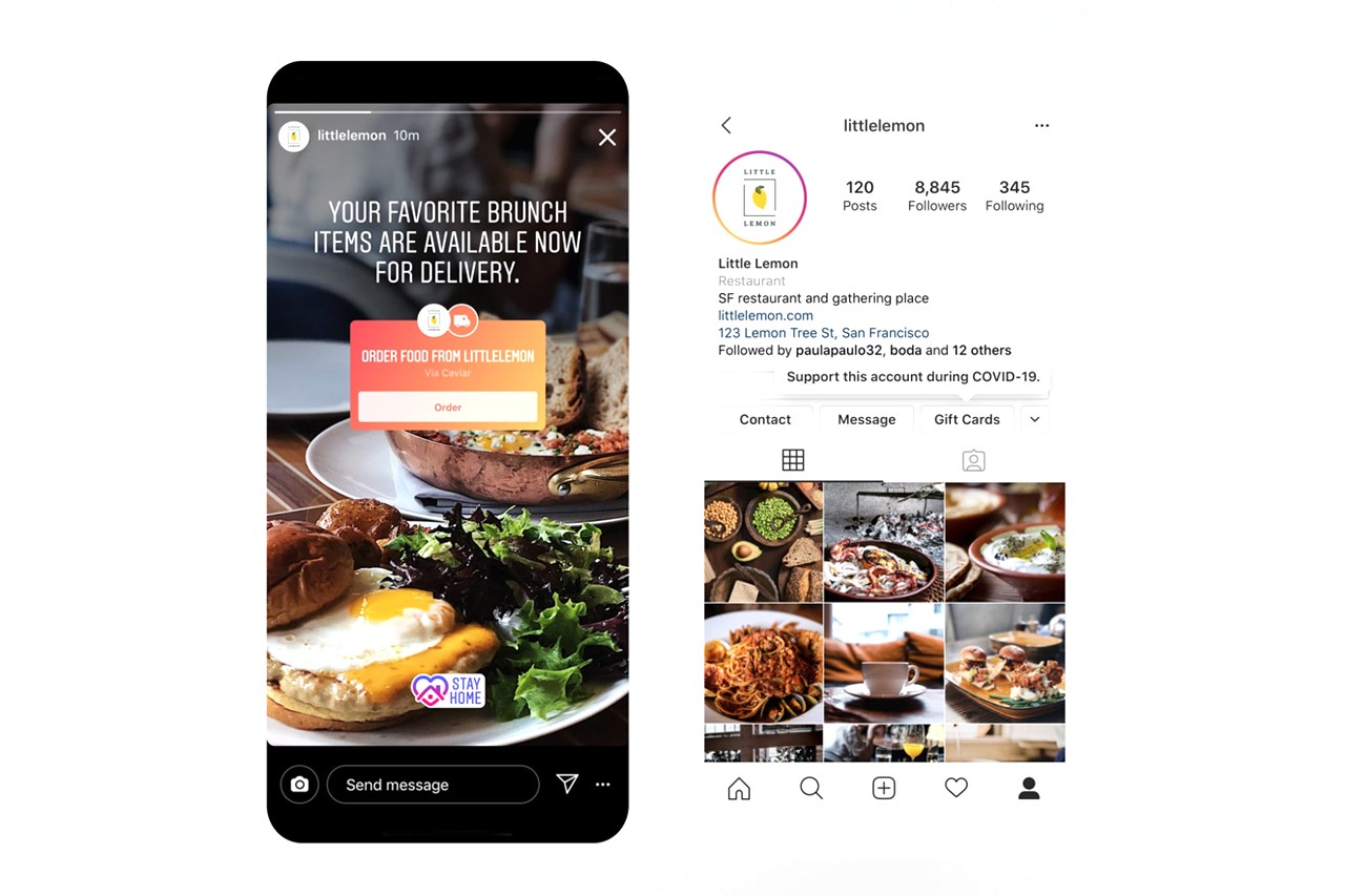Instagram Introduces Food Delivery And Gift Cards For Restaurants